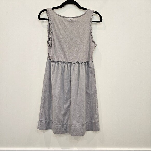 J. Crew Gray Sleeveless Raw Ruffle Trim Lightweight Cotton Summer Dress Sz Small - Picture 6 of 10